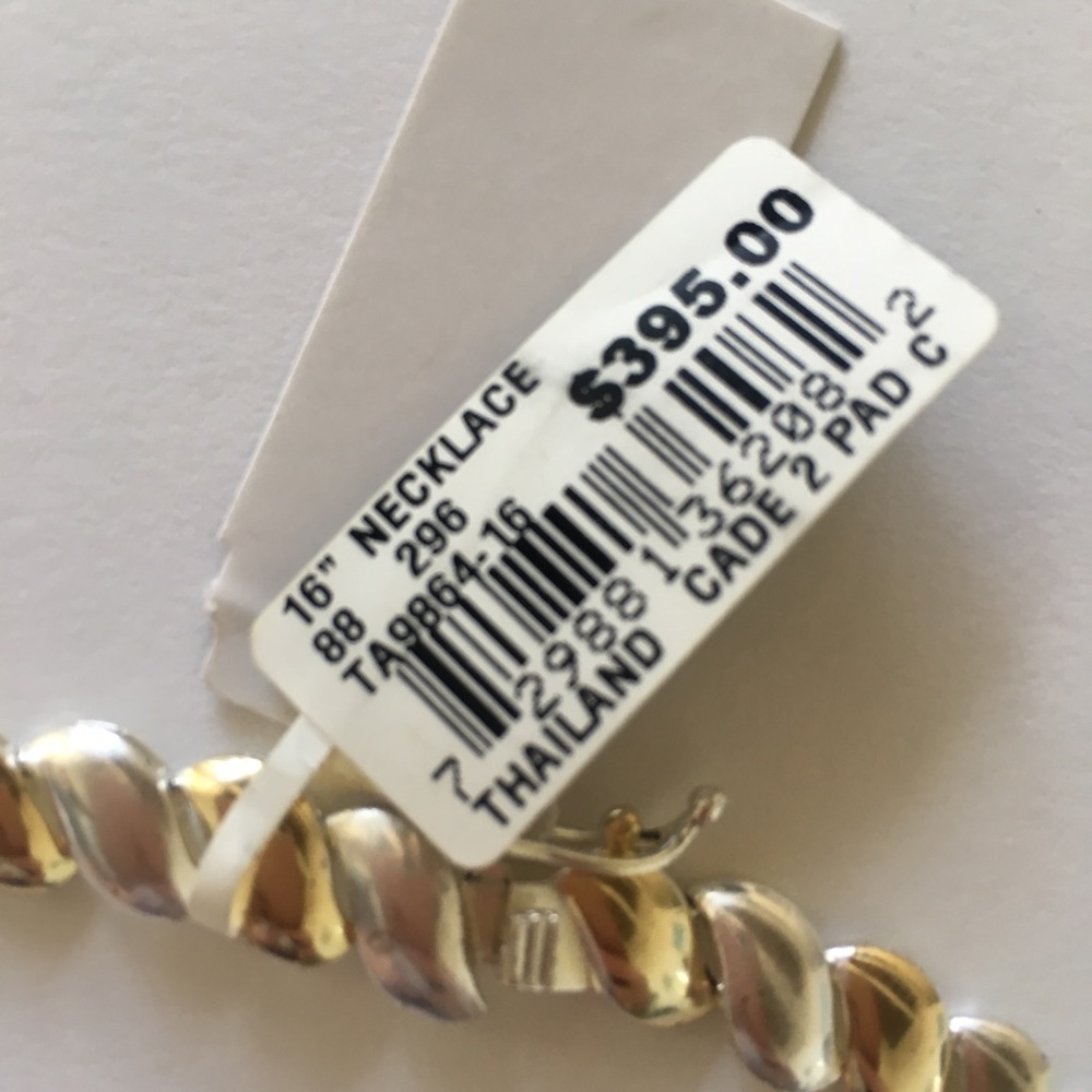 $440 24kt Gold Sterling Silver 2 Tone Necklace NWT - Picture 6 of 8